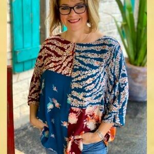 Sz XS/S Ivy Jane Floral & Plaid Patchwork Shirt